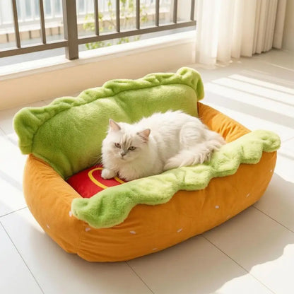 Washable Pet Bed Cozy Hot Dog Pet Bed Soft Plush Small Dog Nest Removable Washable Mat for Cats Dogs Warm Comfortable Sleeping