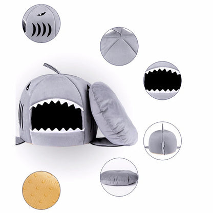 Winter Dog House for Small Dog Warm Shark Dog House Nest Tent Cotton Cat Bed Puppy Mat Pad Pet Hondenmand Dog Cage Cave Supplies