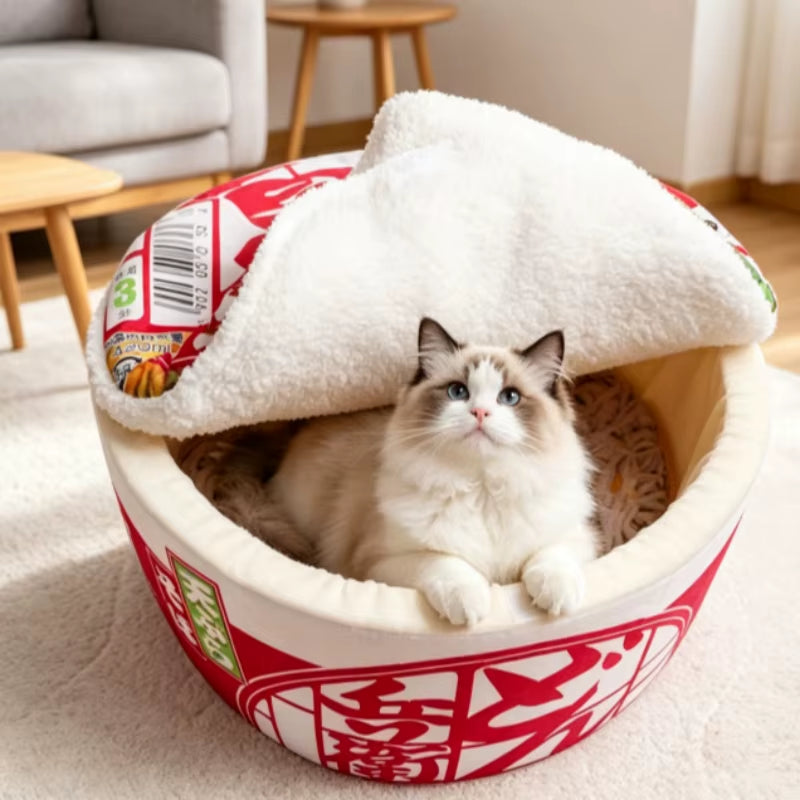 Cage Pour Chien Et Chat, Super Grande, Instantanée, Nid Chaud Pour Chien Et Chat, Coussin, Lit Pour Animaux De Compagnie, Nid Confortable, Nid En Forme De Bol De Nouilles Udon