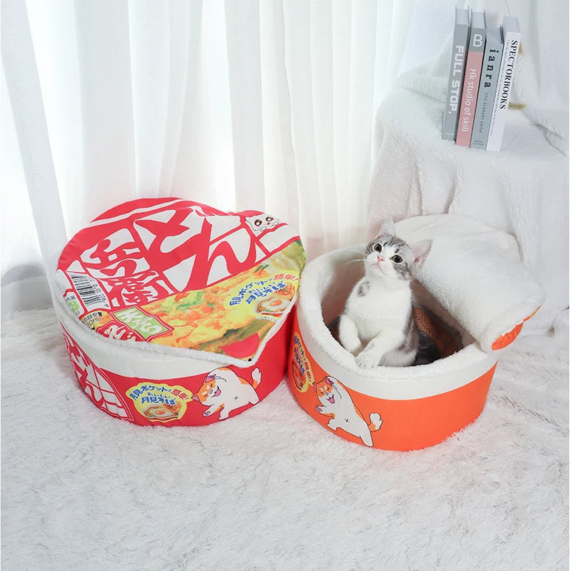 Cage Pour Chien Et Chat, Super Grande, Instantanée, Nid Chaud Pour Chien Et Chat, Coussin, Lit Pour Animaux De Compagnie, Nid Confortable, Nid En Forme De Bol De Nouilles Udon