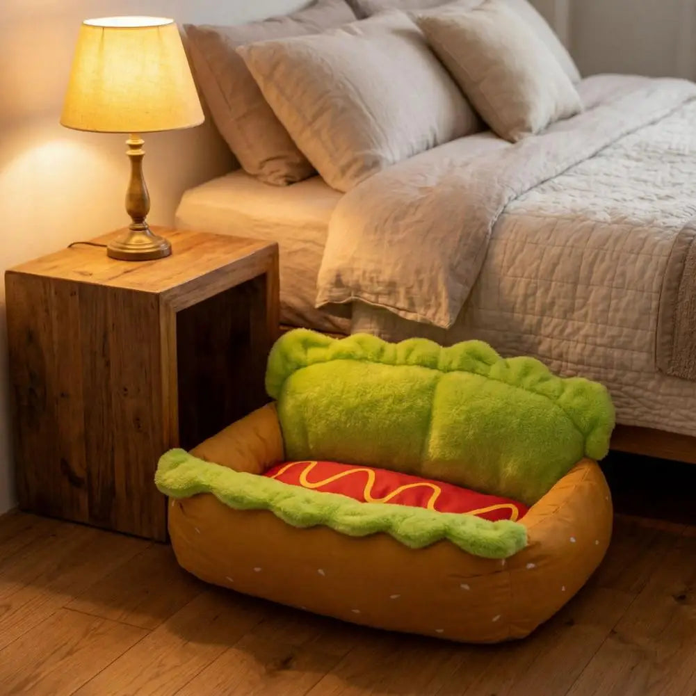 Washable Pet Bed Cozy Hot Dog Pet Bed Soft Plush Small Dog Nest Removable Washable Mat for Cats Dogs Warm Comfortable Sleeping