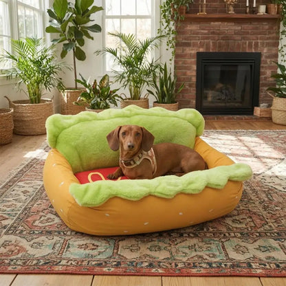 Washable Pet Bed Cozy Hot Dog Pet Bed Soft Plush Small Dog Nest Removable Washable Mat for Cats Dogs Warm Comfortable Sleeping