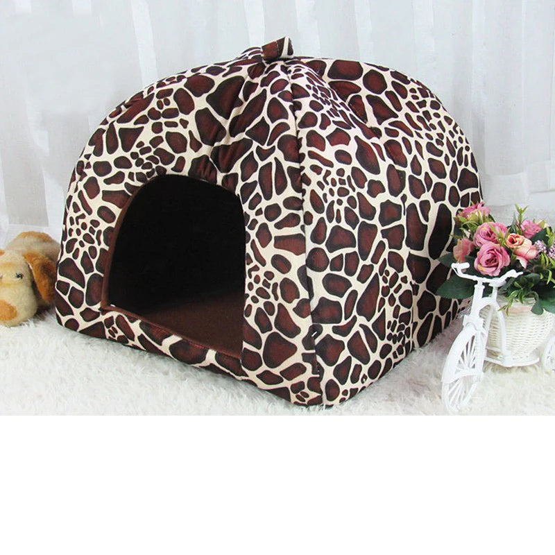 High Quality Pet Dog House Large Dog Bed Strawberry Leopard Print Cat Tent Rabbit Warm Cushion Basket ZL03
