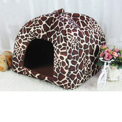 High Quality Pet Dog House Large Dog Bed Strawberry Leopard Print Cat Tent Rabbit Warm Cushion Basket ZL03