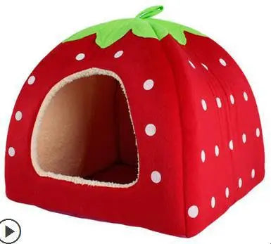 High Quality Pet Dog House Large Dog Bed Strawberry Leopard Print Cat Tent Rabbit Warm Cushion Basket ZL03