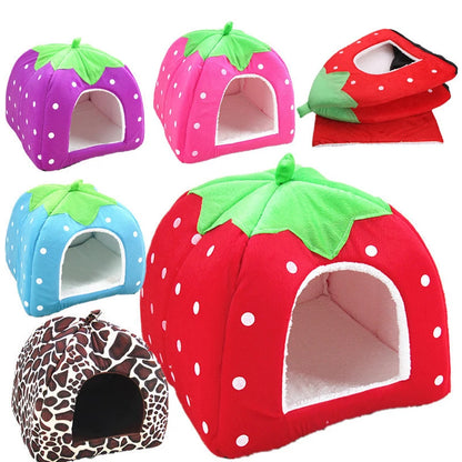 High Quality Pet Dog House Large Dog Bed Strawberry Leopard Print Cat Tent Rabbit Warm Cushion Basket ZL03