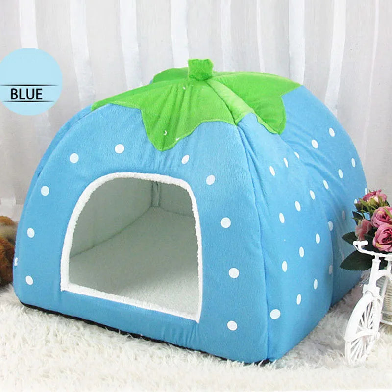 High Quality Pet Dog House Large Dog Bed Strawberry Leopard Print Cat Tent Rabbit Warm Cushion Basket ZL03