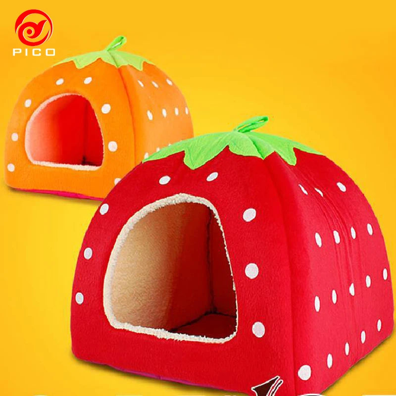 High Quality Pet Dog House Large Dog Bed Strawberry Leopard Print Cat Tent Rabbit Warm Cushion Basket ZL03