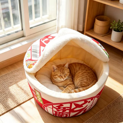 Cage Pour Chien Et Chat, Super Grande, Instantanée, Nid Chaud Pour Chien Et Chat, Coussin, Lit Pour Animaux De Compagnie, Nid Confortable, Nid En Forme De Bol De Nouilles Udon