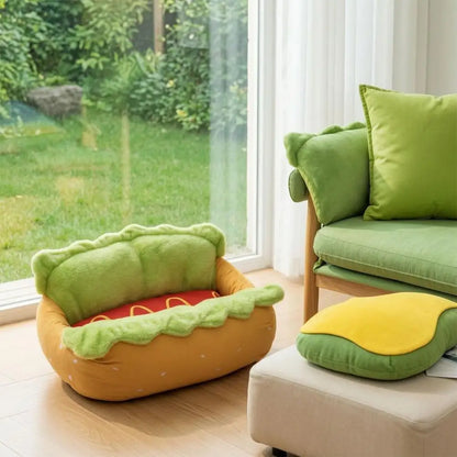 Washable Pet Bed Cozy Hot Dog Pet Bed Soft Plush Small Dog Nest Removable Washable Mat for Cats Dogs Warm Comfortable Sleeping