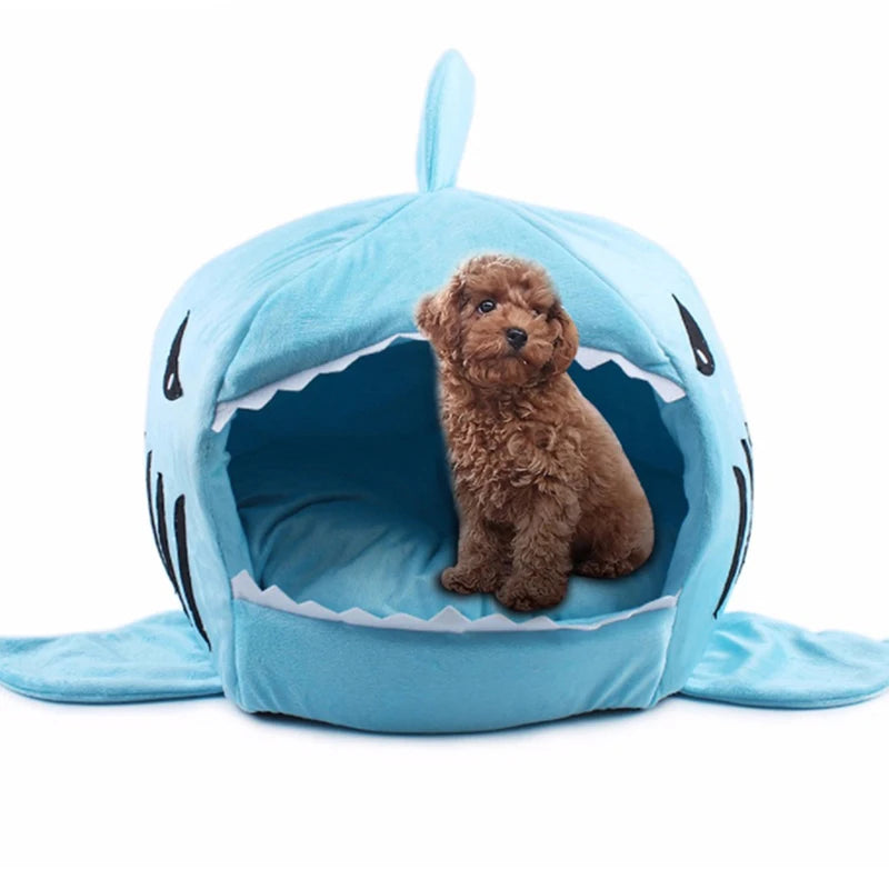 Winter Dog House for Small Dog Warm Shark Dog House Nest Tent Cotton Cat Bed Puppy Mat Pad Pet Hondenmand Dog Cage Cave Supplies