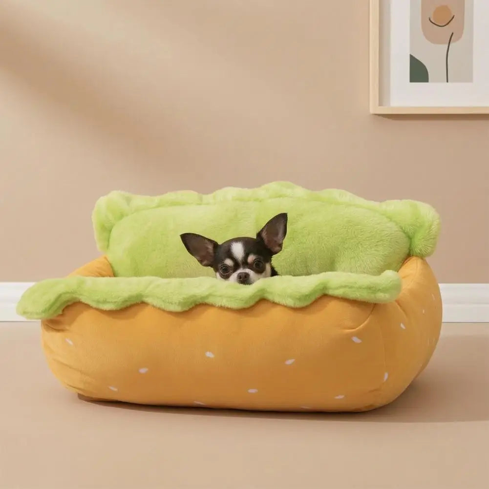 Washable Pet Bed Cozy Hot Dog Pet Bed Soft Plush Small Dog Nest Removable Washable Mat for Cats Dogs Warm Comfortable Sleeping