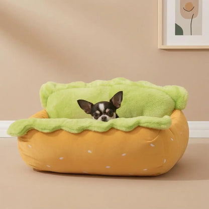 Washable Pet Bed Cozy Hot Dog Pet Bed Soft Plush Small Dog Nest Removable Washable Mat for Cats Dogs Warm Comfortable Sleeping